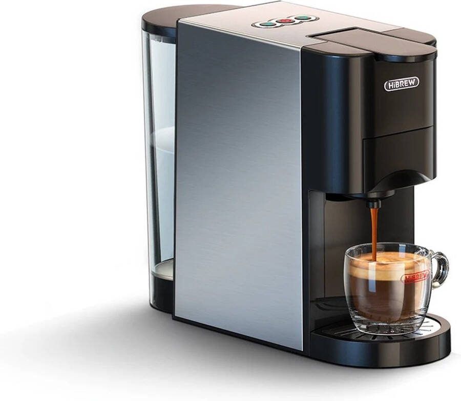 HiBrew Koffiezetapparaat Luxe 4 in 1 Koffie machine Geschikt voor Dolce Gusto Nespresso Pads Gemalen koffie Latte 19 Bar