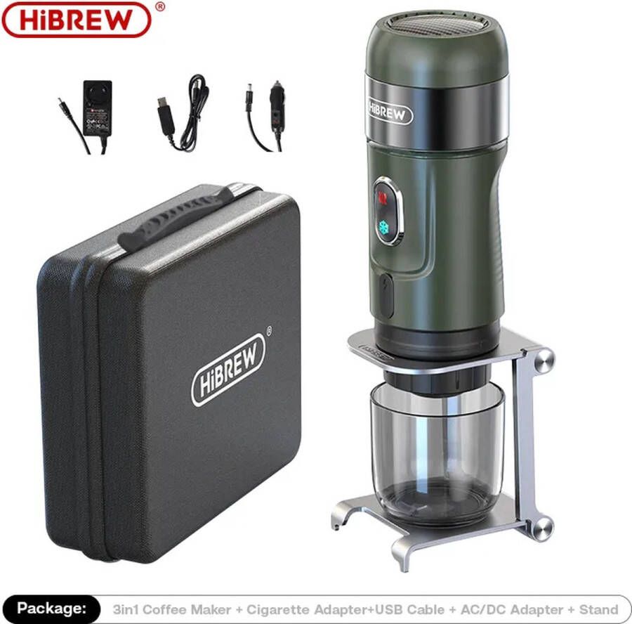 HiBrew ShopEighty8 Draadloze Elektrische Draagbare Espresso Koffiemachine Voor Auto & Home Camping Koffiezetapparaat Geschikt Voor Nespresso En Of Dolce Gusto Cups 3 in 1 Marine Groen