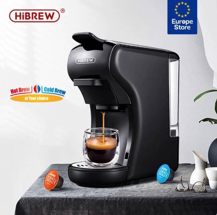 HiBrew X-Qlusive Koffiezetapparaat 4-in-1 Compatibel ontwerp| Energiebesparend Koud warm functie Dolce gusto apparaat Koffiezetapparaat cups & Poeder| Warme chocolademelk| Ijskoffie