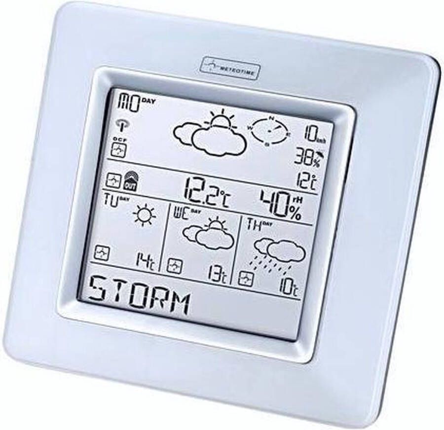 Hideki Cetronic DV323 Weerstation Radiogestuurde LCD Luchtvochtogheid meting Wind richting en snelheid Neerslag Wit