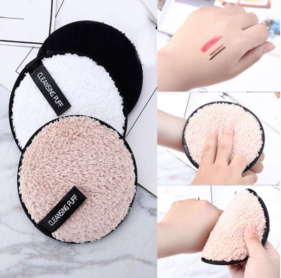 Hiden | Microfiber Gezichtspad Make up remover Make up pads herbruikbaar Katoen Beauty & Make-up | Wit