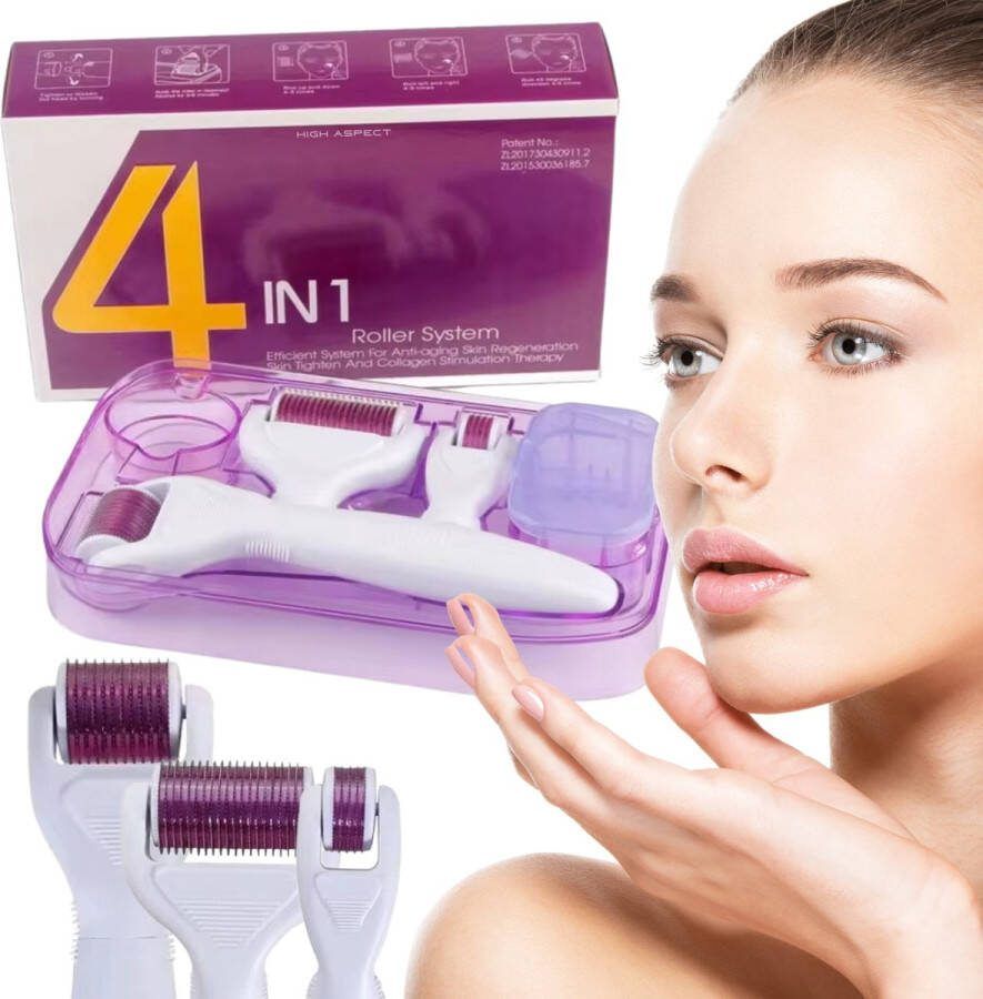 High aspect 4 in 1 Derma roller Baardgroei Kit Dermastamp Derma Stamp Dermarolling Baardgroei Huidherstel Derma stempel Huidmassage Haargroei