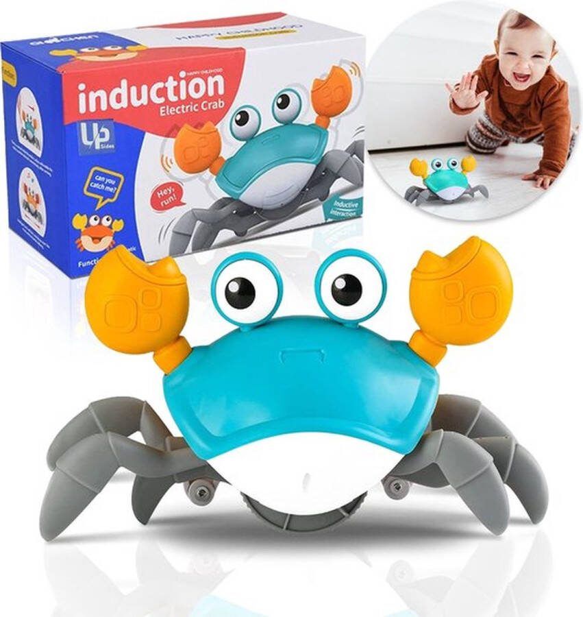 High aspect Lopende & Dansende Krab Walking Crab Bewegend Speelgoed Baby Peuter Toy Speelgoed Fijne Motoriek Hondenspeelgoed Hondenspeeltjes Montessori Speelgoed Crawling Crab Bekend van TikTok Tummy Time Met lichtjes en muziek