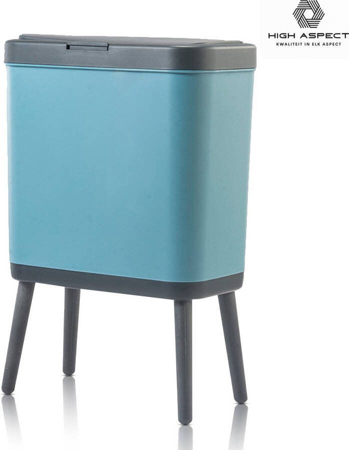 High aspect Prullenbak op Pootjes 15 Liter Mat Blauw Afvalbak Papierbak- Afvalemmer Prullenbakken Afvalemmers