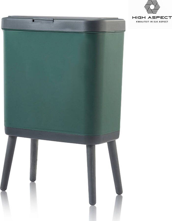 High aspect Prullenbak op pootjes Mat Groen 15L Design Afvalbak Afvalemmer Afvalemmers prullenbak prullenbakken badkamer
