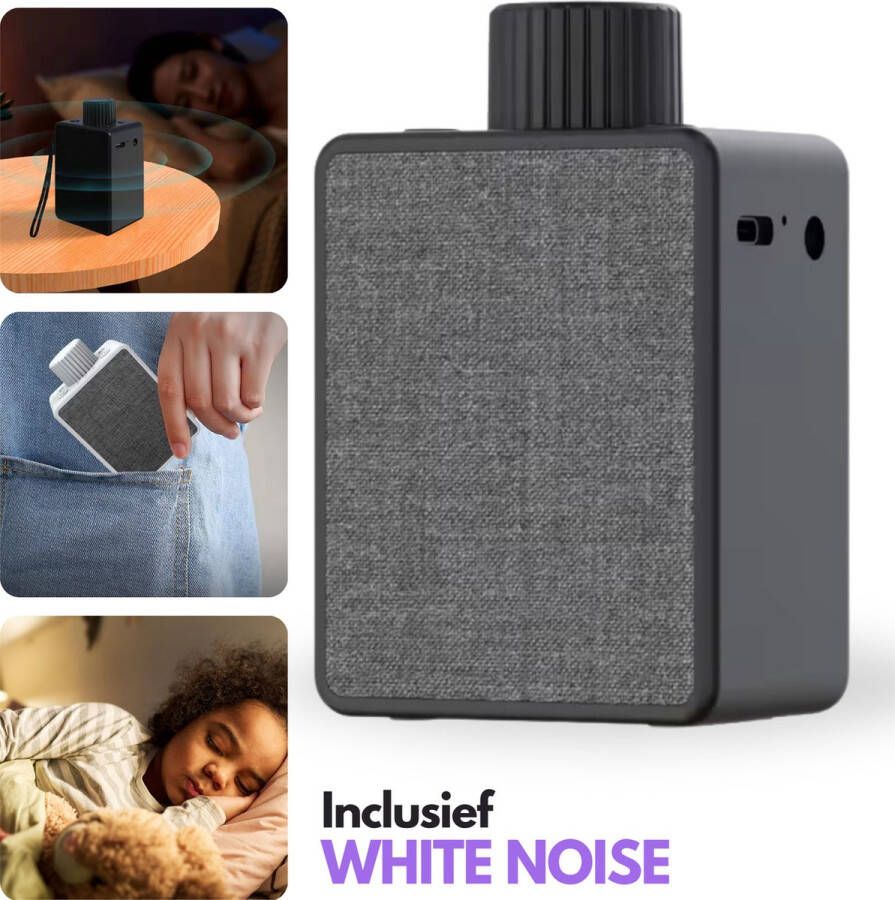 High aspect White Noise Speaker Zwart Met Geluidseffecten White Noise Machine – White Noise Baby – Witte Ruis – Draadloos en Oplaadbaar Muziekdoosje Slaaptrainer Slaaphulp Wekker