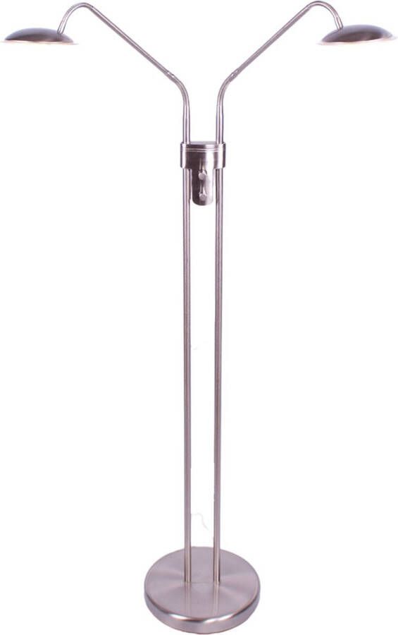 Highlight Verstelbare led staande leeslamp Empoli 2 lichts grijs staal glas metaal 130 cm hoog Ø 25 cm staande lamp vloerlamp dimfunctie modern design
