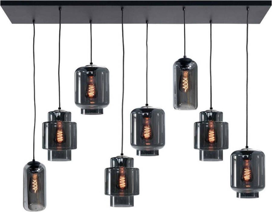 Highlight Hanglamp Fantasy Moderno 8 lichts L 130 x B 35 cm rook zwart