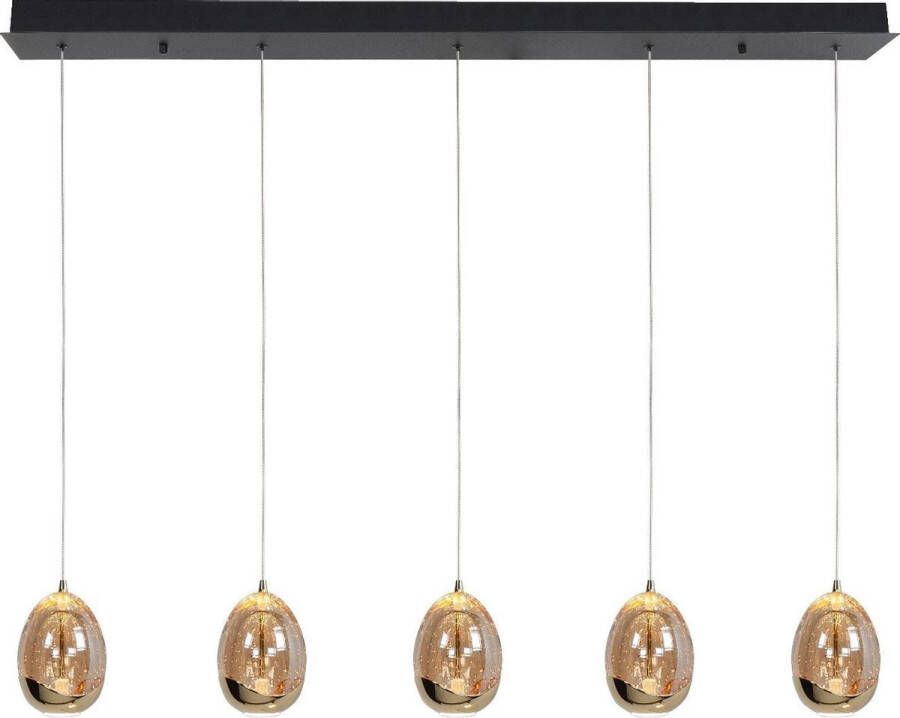 Highlight hanglamp Golden Egg 5 lichts pendel lamp zwart goud