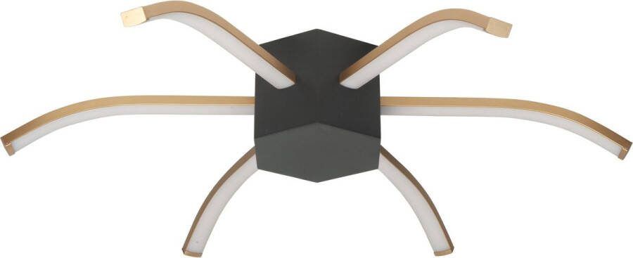Highlight Spider Plafondlamp 6 lichts hexagoon 2070lm zwart goud Modern