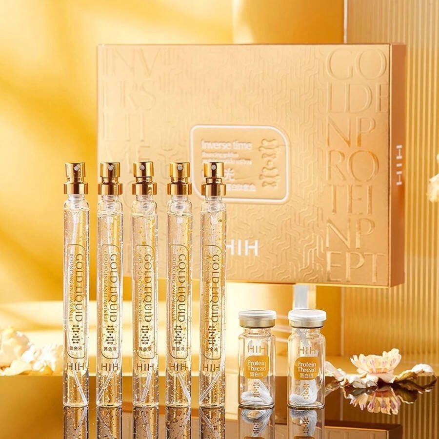 HIH collageen Proteine draden Aanbieding| black friday Sinterklaas Kerst Dagdeal Facelift Barbie Vitamine C Collageen| 24K Bladgoud Collageen draden anti-aging Goud Protein Golden Peptide box rimpels GLOW perfect skin