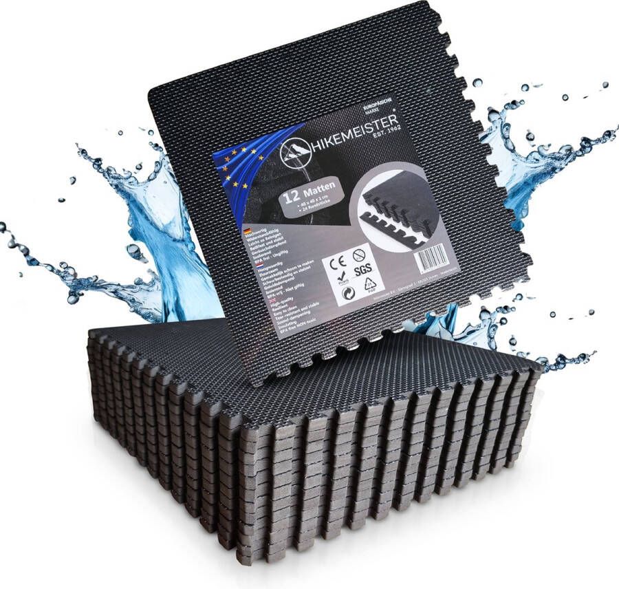 Hikemeister Zwembad Fitness ondergrond Zwembadvloer Ondertegels 12 stuks 40x40cm Zwembadfolie Zwembad tegels Zwembad ondervloer Tuin ondervloer Tuintegels Fitness mat Fitness vloer rubber vloermat 12 Stuks van 40x40 cm -Actie