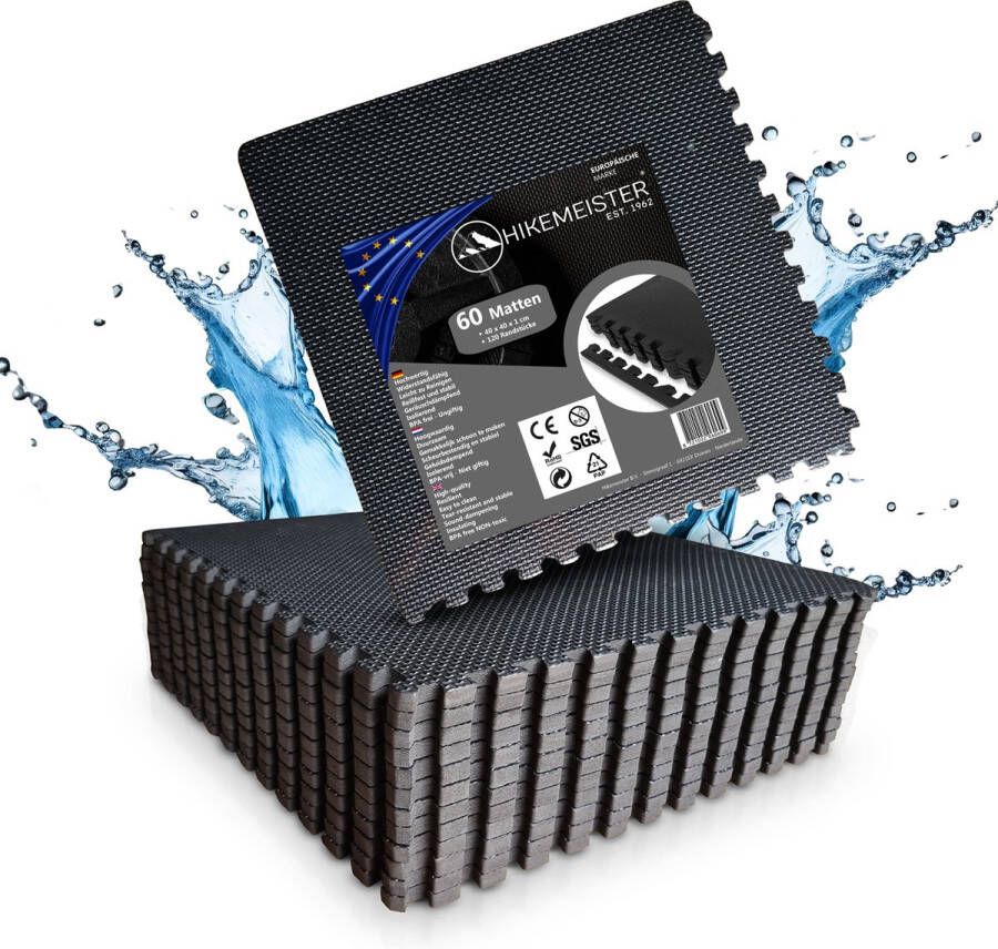 Hikemeister Zwembad Fitness ondergrond Zwembadvloer Ondertegels 60 stuks 40x40cm Zwembadfolie Zwembad tegels Zwembad ondervloer Tuin ondervloer Tuintegels Fitness mat Fitness vloer rubber vloermat 60 Stuks van 40x40 cm -Actie