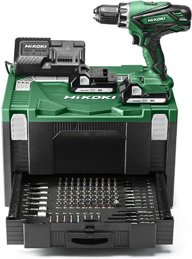 HiKOKI DS18DFWKPZ Accuboormachine 18 Volt 1 5 Ah Li-ion in HSCD koffer + 100-delige accessoire set