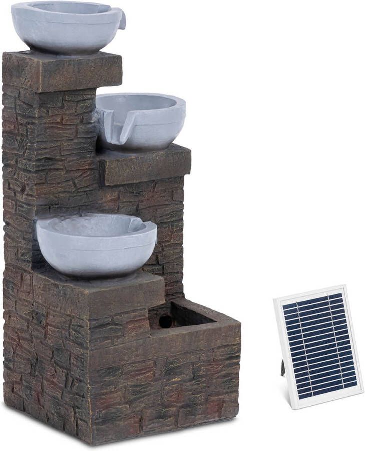 Hillvert Solar tuinfontein 3 schalen op muur ensemble LED verlichting