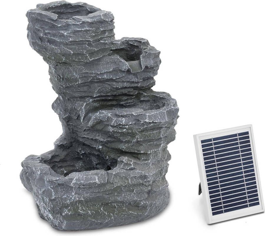 Hillvert Tuinfontein op zonne-energie stenen cascade 4 niveaus LED-verlichting