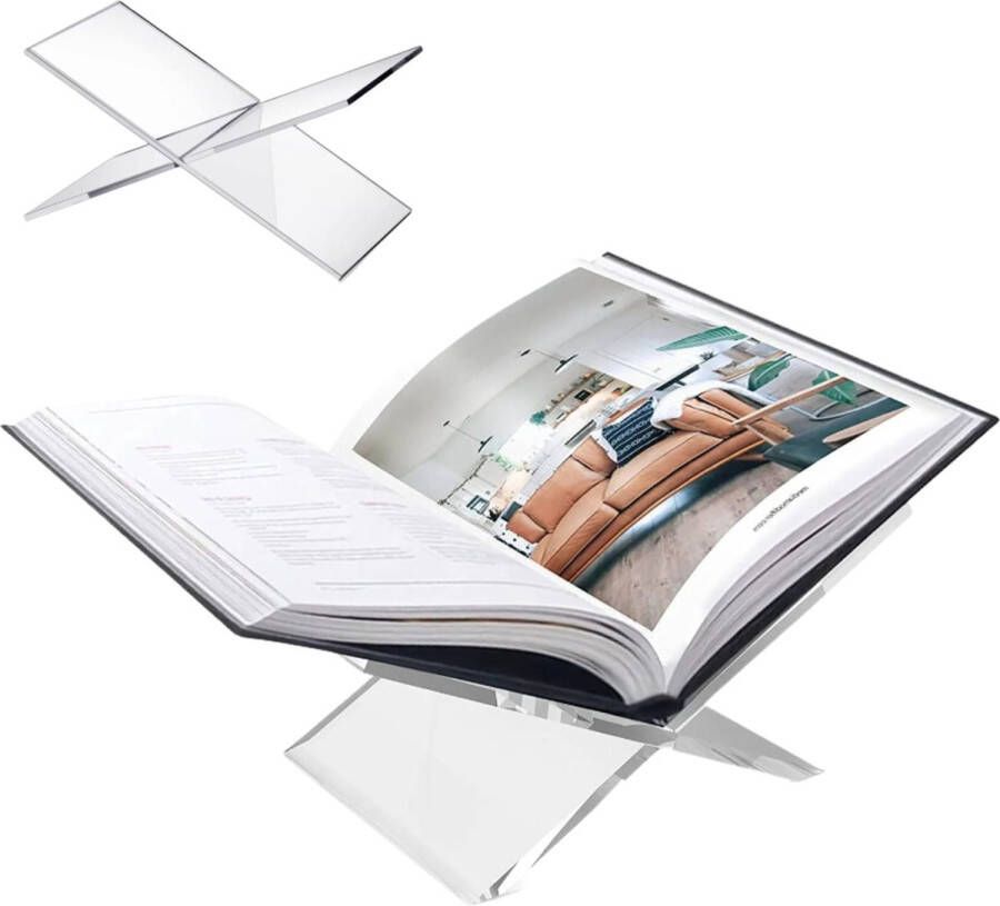 Hilvard – Boekensteun – Boekenstandaard – Boekenhouder 8 mm Luxe Acryl Kookboekstandaard – Kookboekhouder – Transparant Boekenstandaard Plexiglas