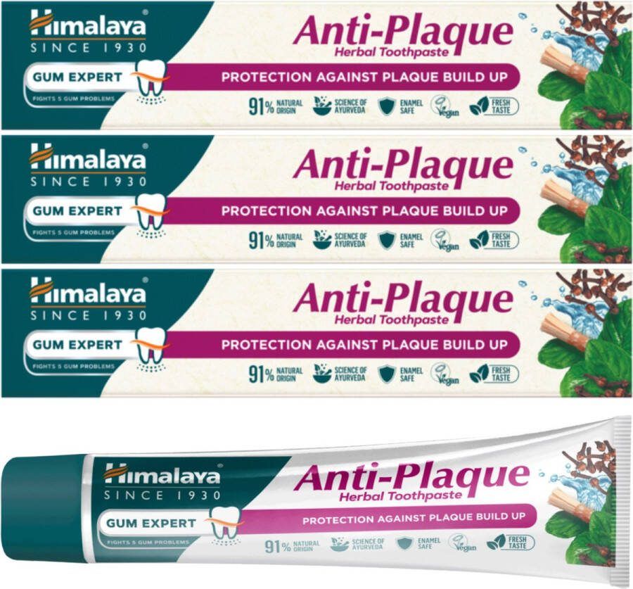Himalaya Anti Plaque Tandpasta 3 x 75 ml Tandpasta Zonder Fluoride Plant Enzyme Technology Bestrijdt Vorming Tandplak Vegan Tandpasta Voordeelverpakking Toothpaste