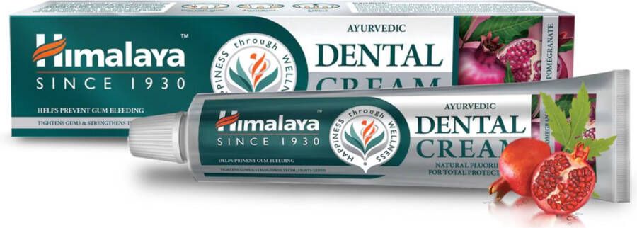 Himalaya Ayurvedic Dental Cream Herbal Toothpaste Neem & Pomegranate Ayurvedische Tandcrème Kruidentandpasta Neem & Granaatappel Voorkomen van Bloedend Tandvlees en Dagelijkse Verzorging tegen Kiemen 100g