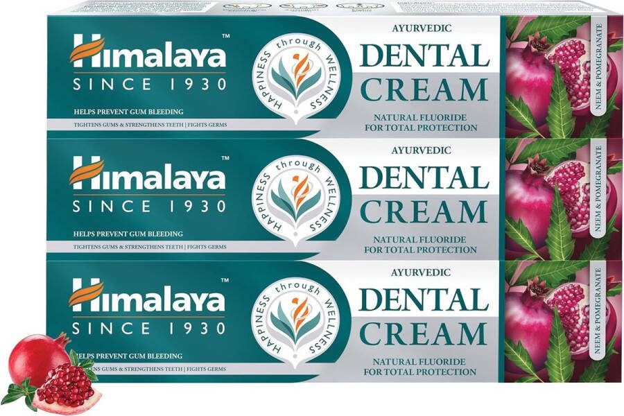 Himalaya Ayuverdic Neem & Pommegranate Tandpasta 3 x 100g Bevat 9 Kruiden en Natuurlijke Calcium Fluoride Glutenvrij Tandpasta Voordeelverpakking