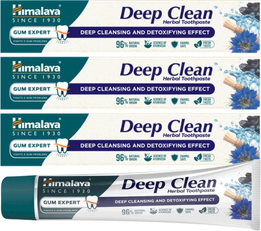 Himalaya Deep Clean Tandpasta 3 x 75 ml Tandpasta Zonder Fluoride Plant Enzyme Technology Dieptereiniging en Detox Voor Glanzende Tanden Tandpasta Voordeelverpakking Toothpaste