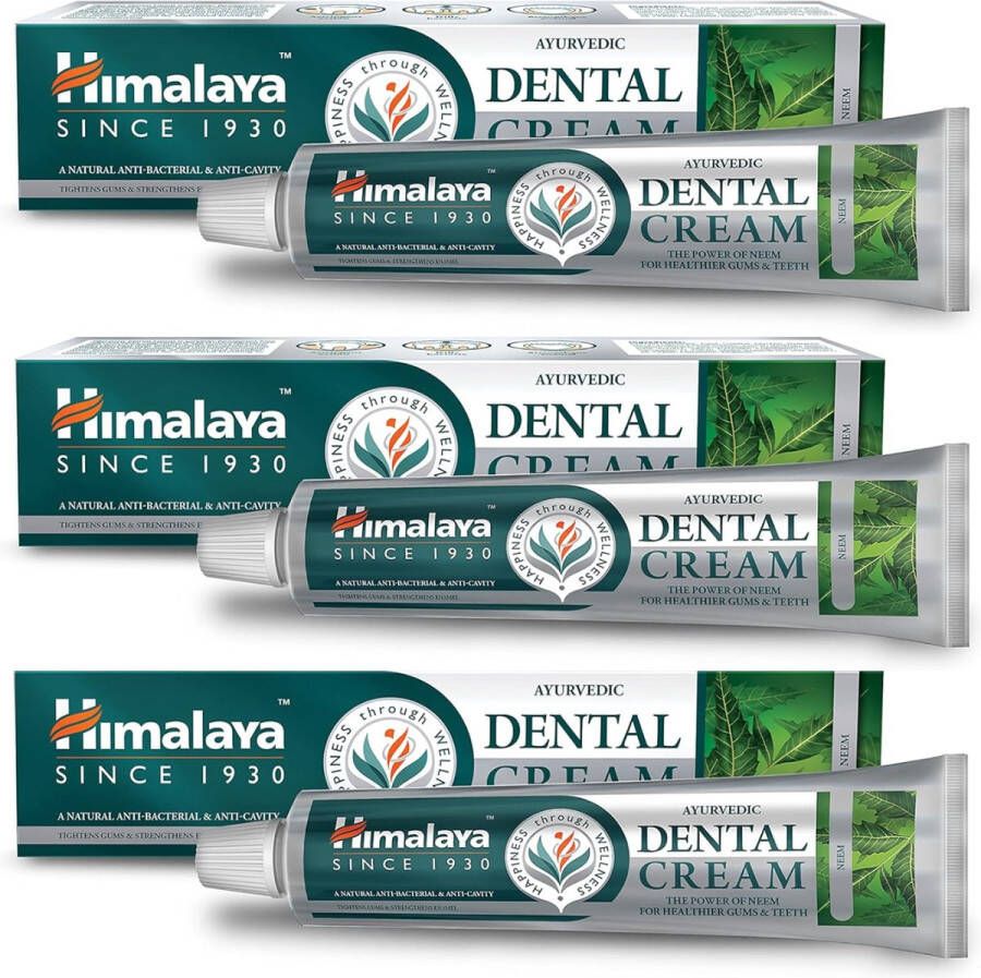 Himalaya Herbals Himalaya Ayurvedic Dental Cream Neem Tandpasta 3 x 100 g Vegan Tandpasta Zonder Fluoride en Gluten Vrij