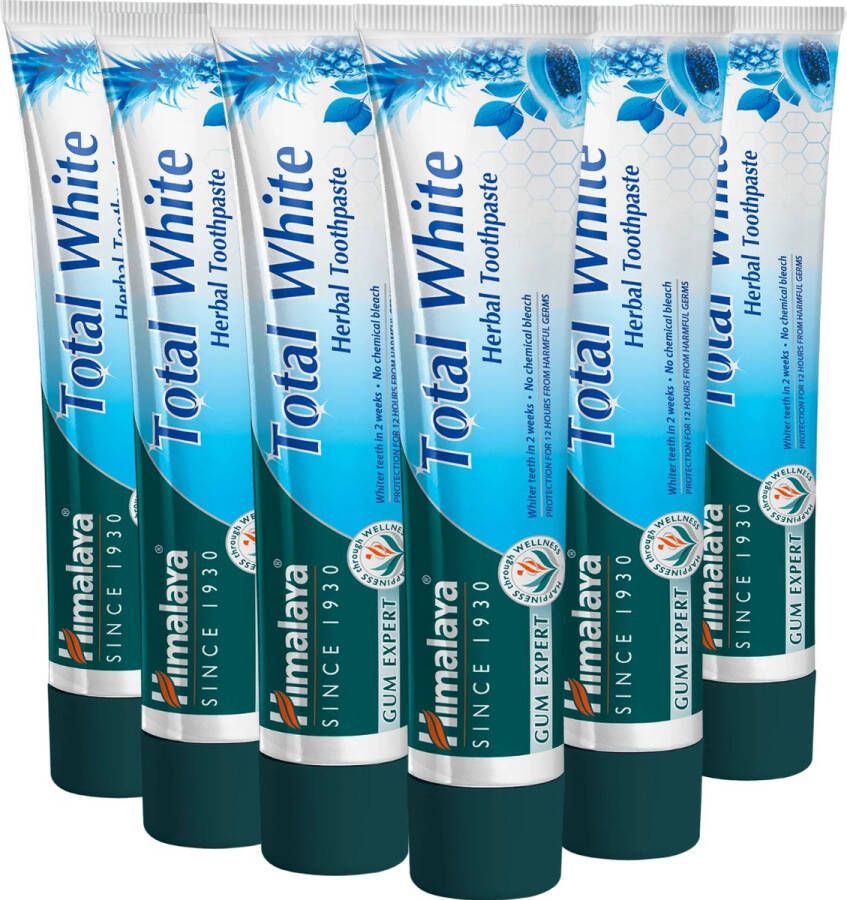 Himalaya Herbals Total White Tandpasta XL 6 x 100ml Natuurlijke Wittere Tanden Voor Een Betoverende Lach Elke Dag Opnieuw 6 x 100 ml