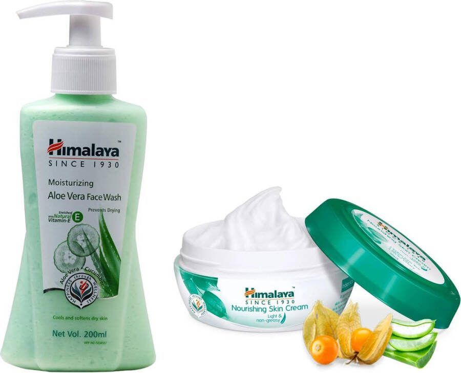 Himalaya Moisturizing Aloe Vera Face Wash 200ml And Nourishing Skin Cream 50ml