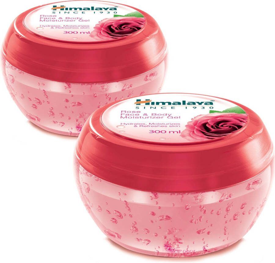 Himalaya Rose Moisturizer Face & Body Gel 2 x 300 ml Gezichtsverzorging Vegan Vrij van Parabenen Kleurstoffen en Ftalaten