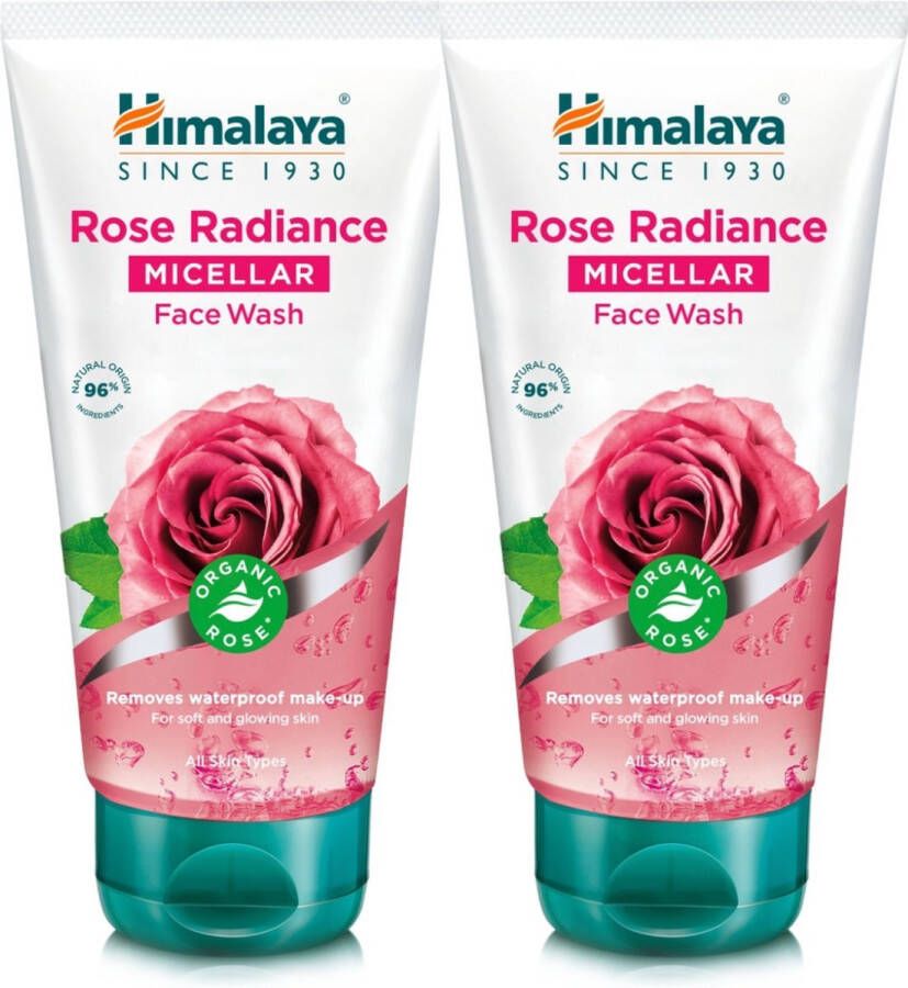 Himalaya Rose Radiance Micellar Face Wash Waterproof Make Up Remover 96% Natuurlijk 2 x 150 ml