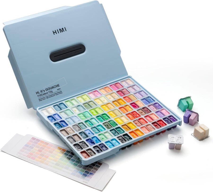 Himi Gouache set van 112 kleuren 12g – Twin split cups – Ice Blue