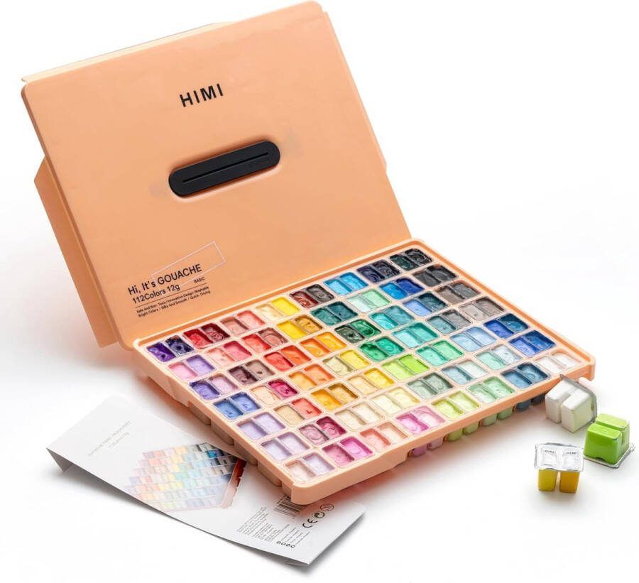 Himi Gouache set van 112 kleuren 12g – Twin split cups – Peach Fuzz