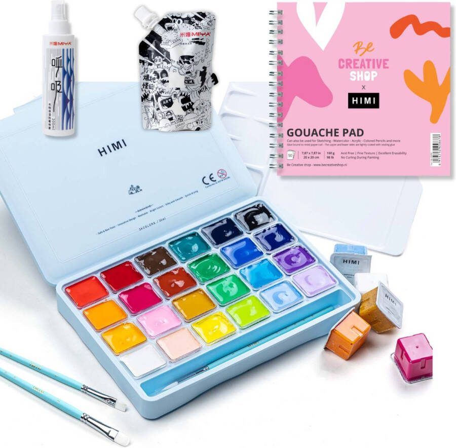 Himi Gouache STARTERSET – set van 24 kleuren 30g – Ice Blue Limited edition – set van 5