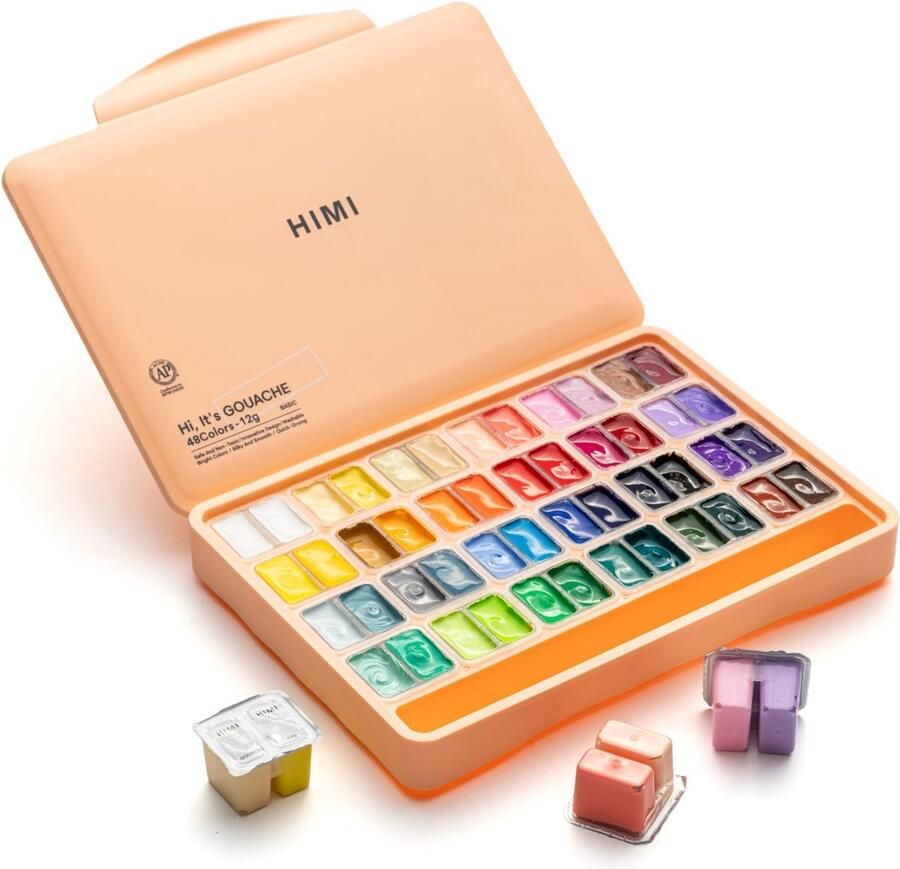 Himi Gouache set van 48 kleuren 12g Twin split cups Peach Fuzz