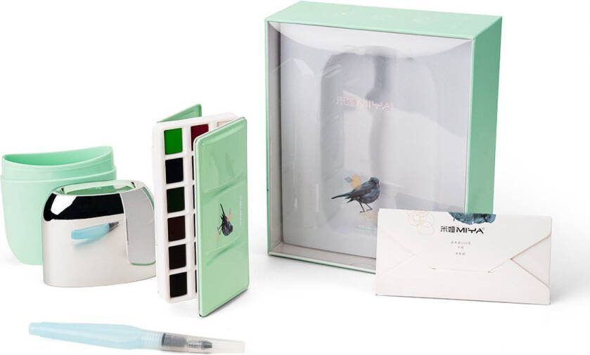 Himi MIYA Solid Aquarelverf set 18 kleuren in bewaarkoker Groen