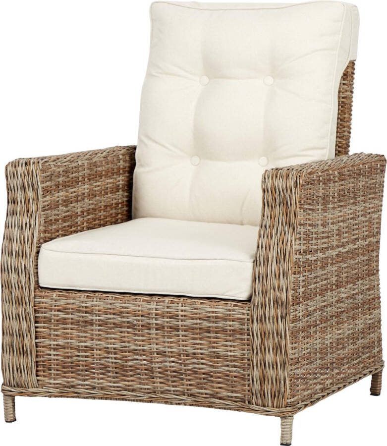 Hioshop 4xGram fauteuil tuin incl. kussen naturel en off white