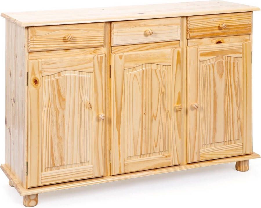 Hioshop Abill dressoir 3 lades 3 deuren natuur.