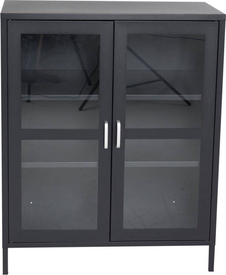 Hioshop Acero dressoir 2 deuren 3 planken zwart.