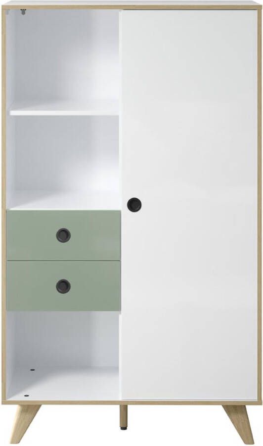 Hioshop Adelaide dressoir 1 deur 2 laden 3 planken wit groen.