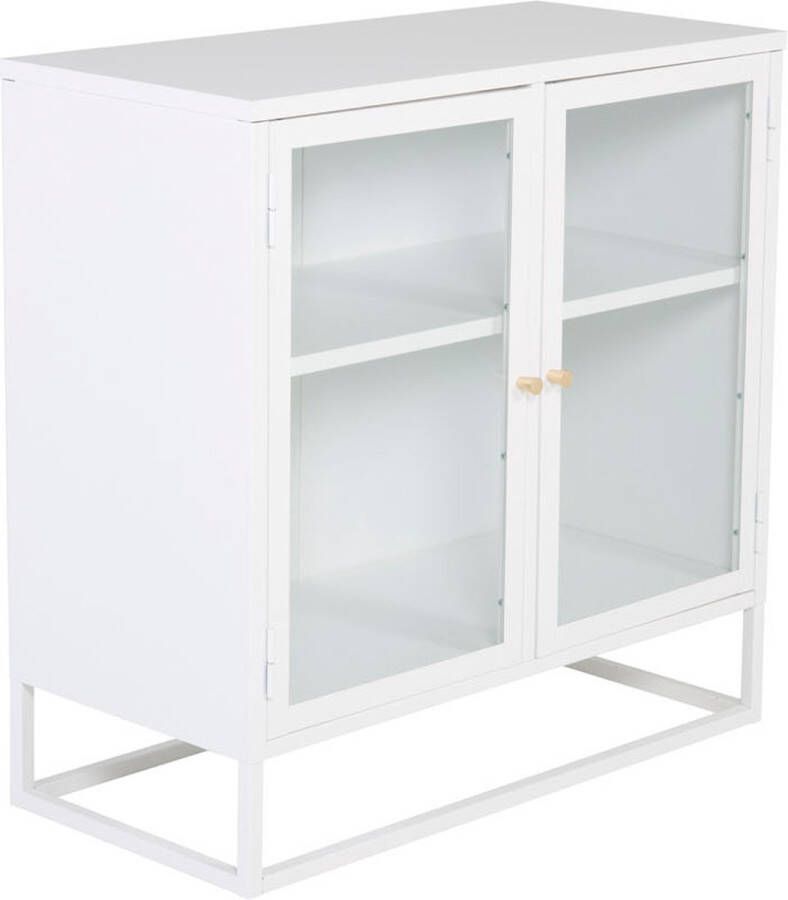 Hioshop Bakal dressoir 2 glasdeuren 2 planken wit.