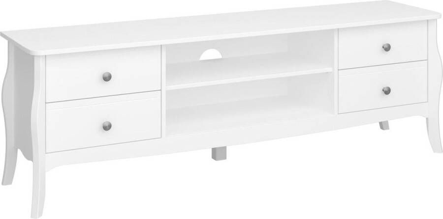 Hioshop Baroque TV-meubel 4 lades + open ruimte wit gelakt.