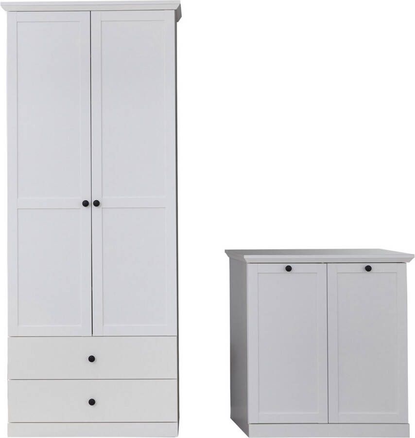 Hioshop BrandsonBaxter garderobe opstelling 177 x 196 cm wit.