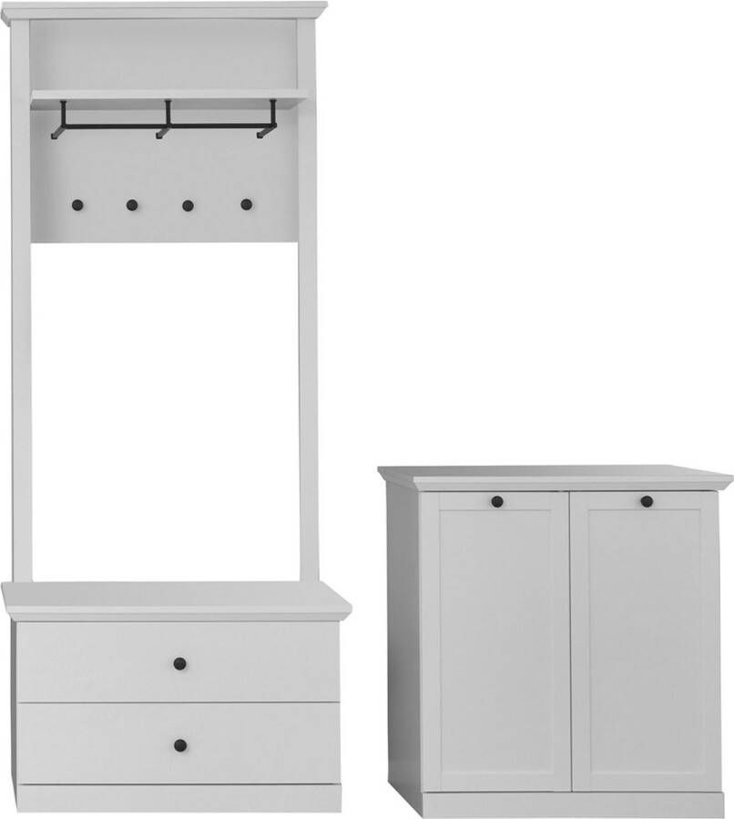 Hioshop BrandsonBaxter garderobe opstelling 177 x 200 cm wit.