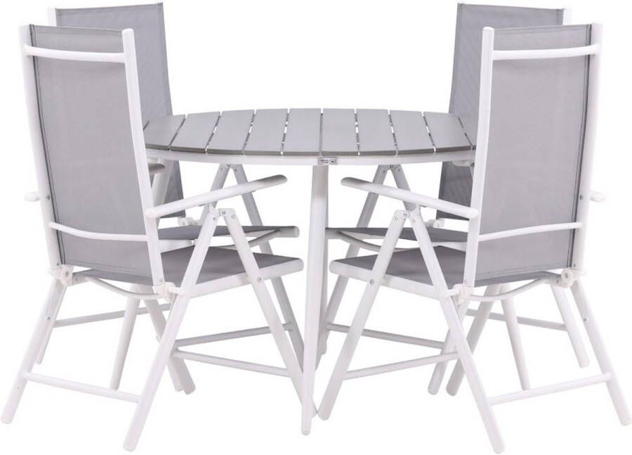Hioshop Break tuinmeubelset tafel 120x120cm 4 stoelen Break grijs