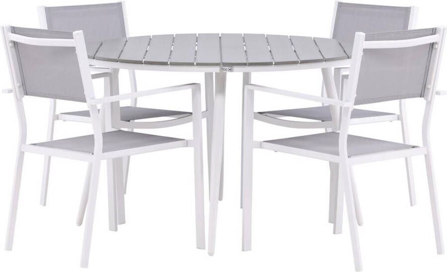 Hioshop Break tuinmeubelset tafel 120x120cm 4 stoelen Copacabana grijs