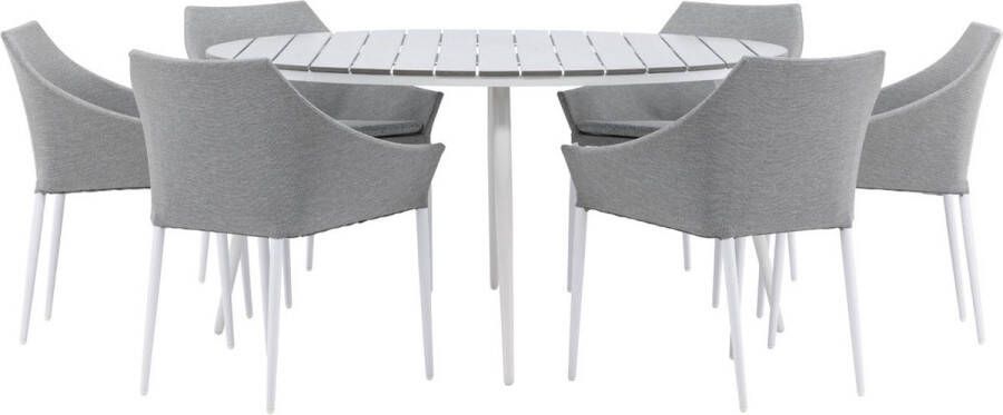 Hioshop Break tuinmeubelset tafel 150x150cm 6 stoelen Spoga grijs