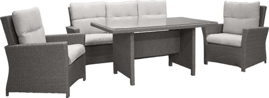 Nohr Loungeset Sanuel Met bank 2 loungestoelen en tafel Grijs