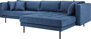 Hioshop Cali Bank Met Chaise Longue Rechts Of Links Gedraaid Met 4 Kussens Blauw.