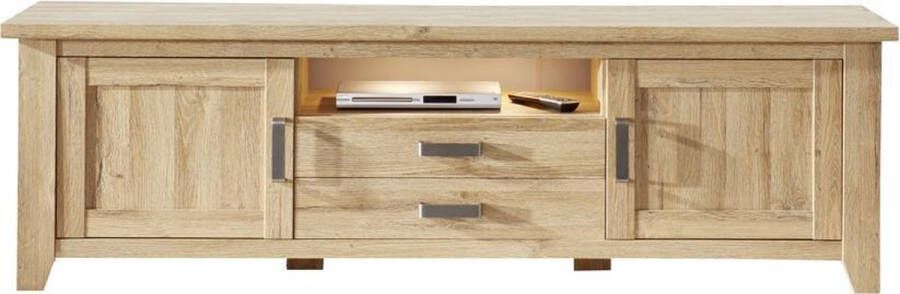 Hioshop Canasta TV-meubel 2 deuren 2 lades en 1 plank eiken decor.