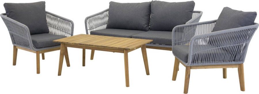 Hioshop Chania tuinmeubelset 4 delen naturel grijs